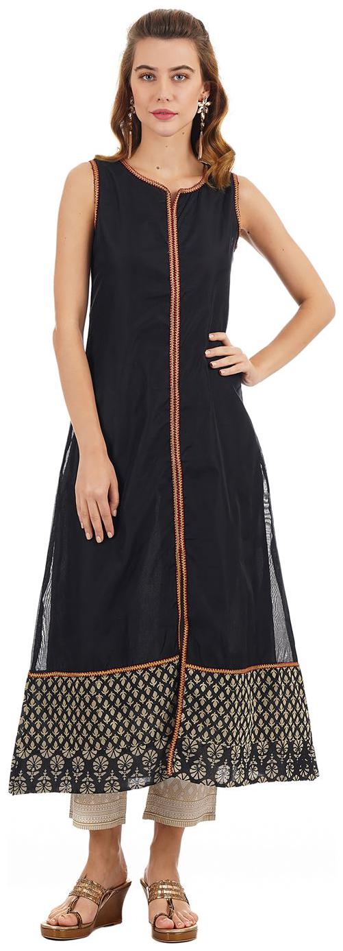 

Ethnicity Women Net Printed Kurta Black