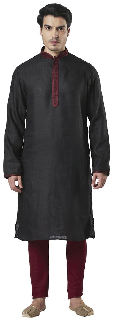 

Ethnix By Raymond Men Black Regular Fit Kurta