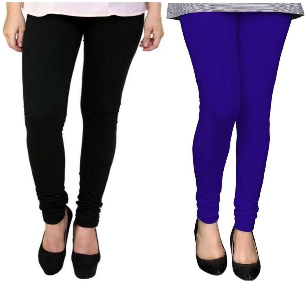 

Evection Premium Cotton Leggings Pack of 2-Black Blue