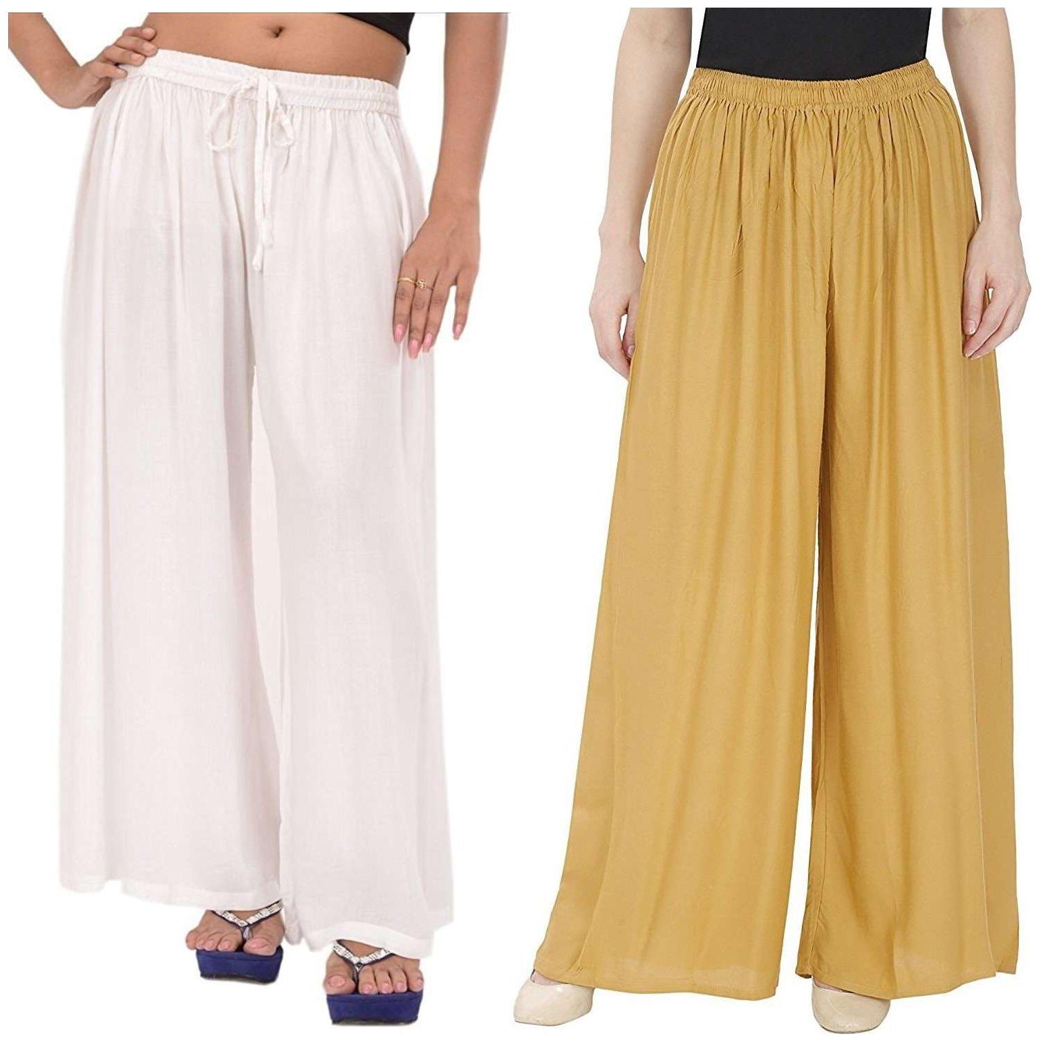 

Evection Premium Rayon Palazzo Set of 2 - Beige White