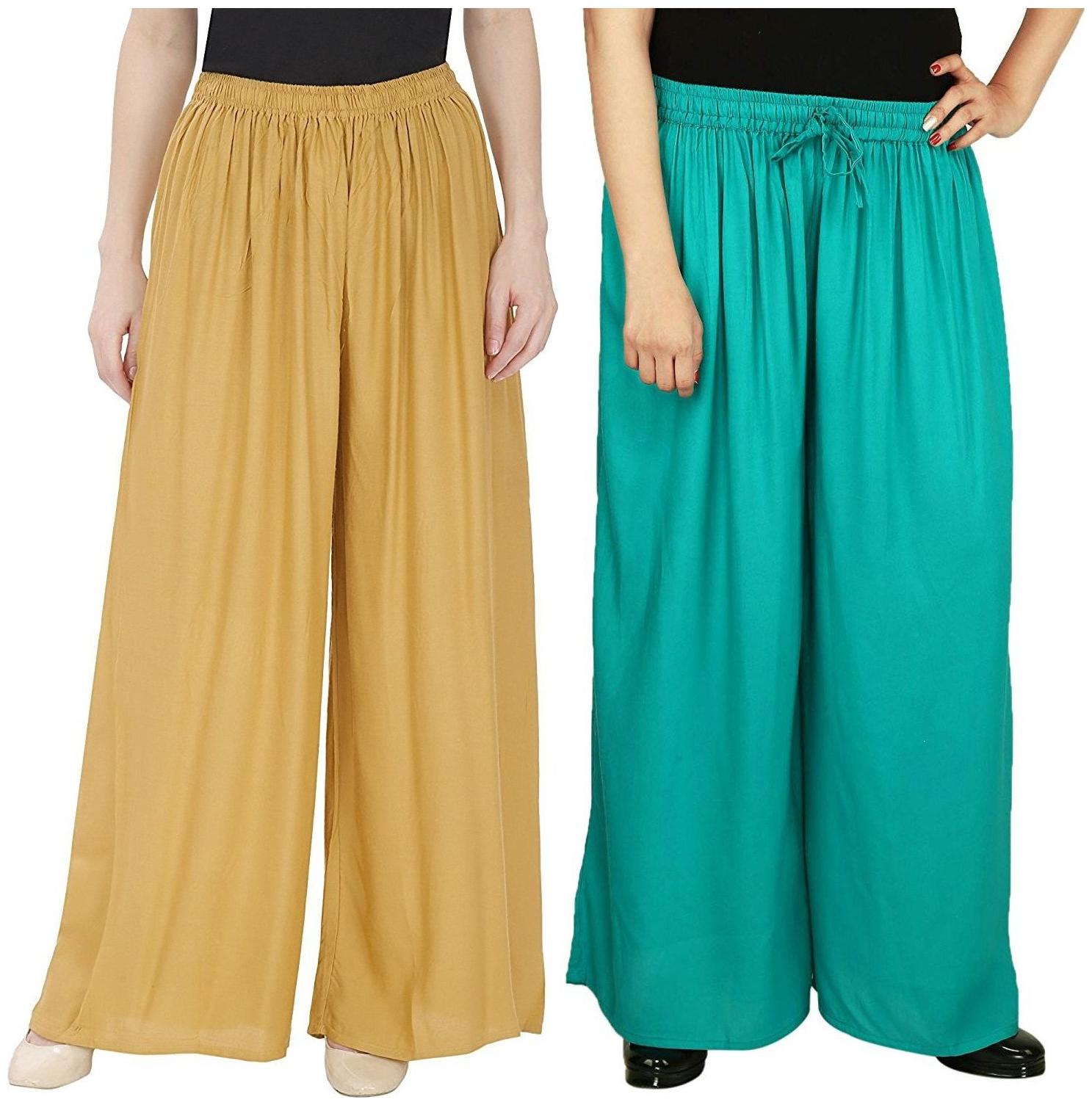 

Evection Premium Rayon Palazzo Set of 2 - Sea Green beige