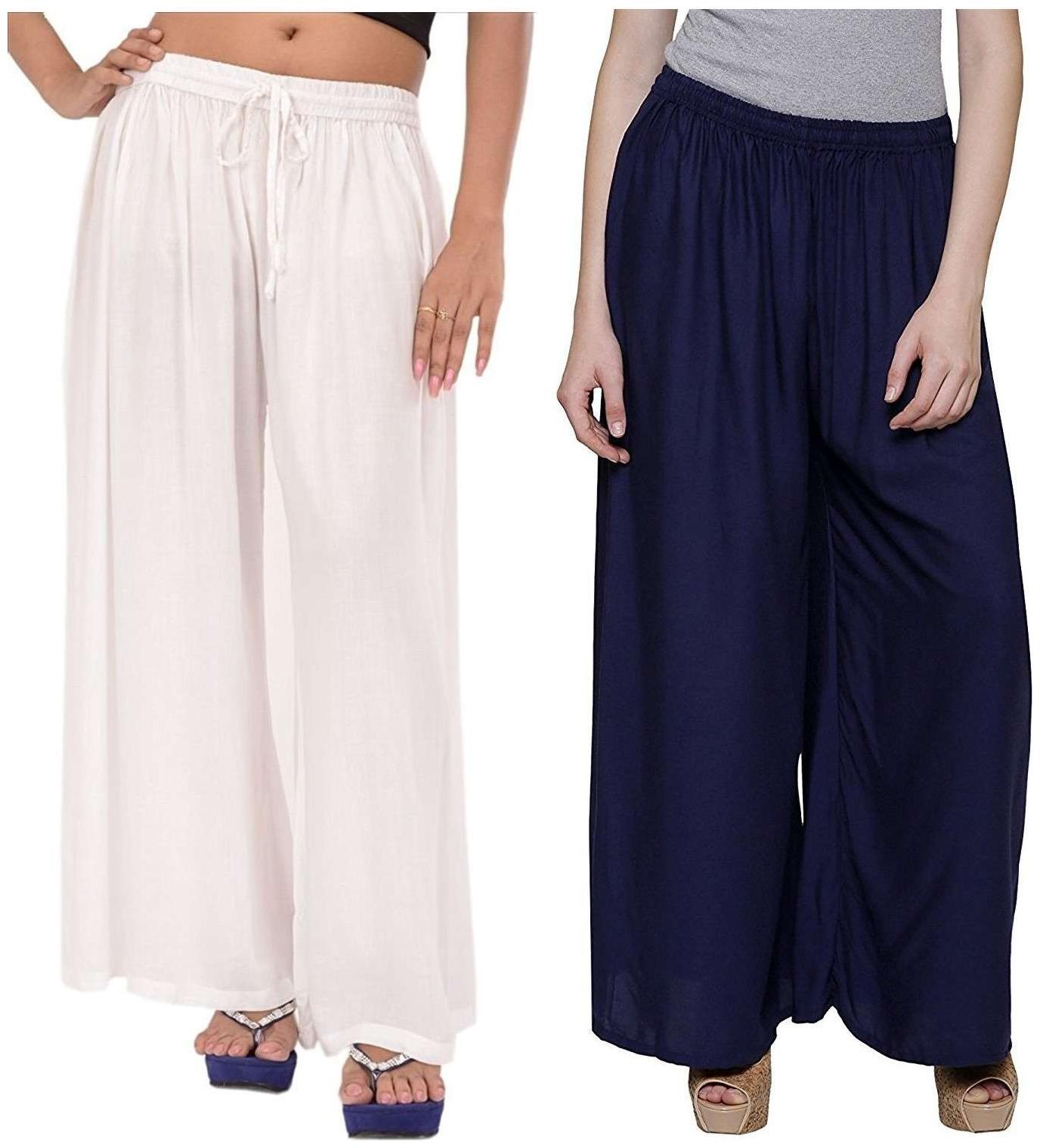 

Evection Premium Rayon Palazzo Set of 2 - Navy Blue White