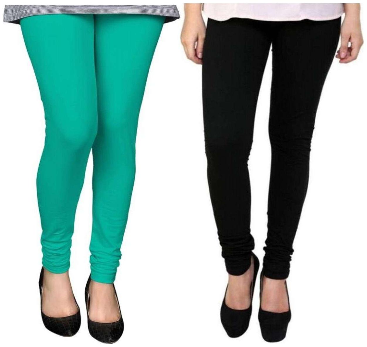 

Evection Premium Cotton Leggings Pack of 2- Black Aqua Green
