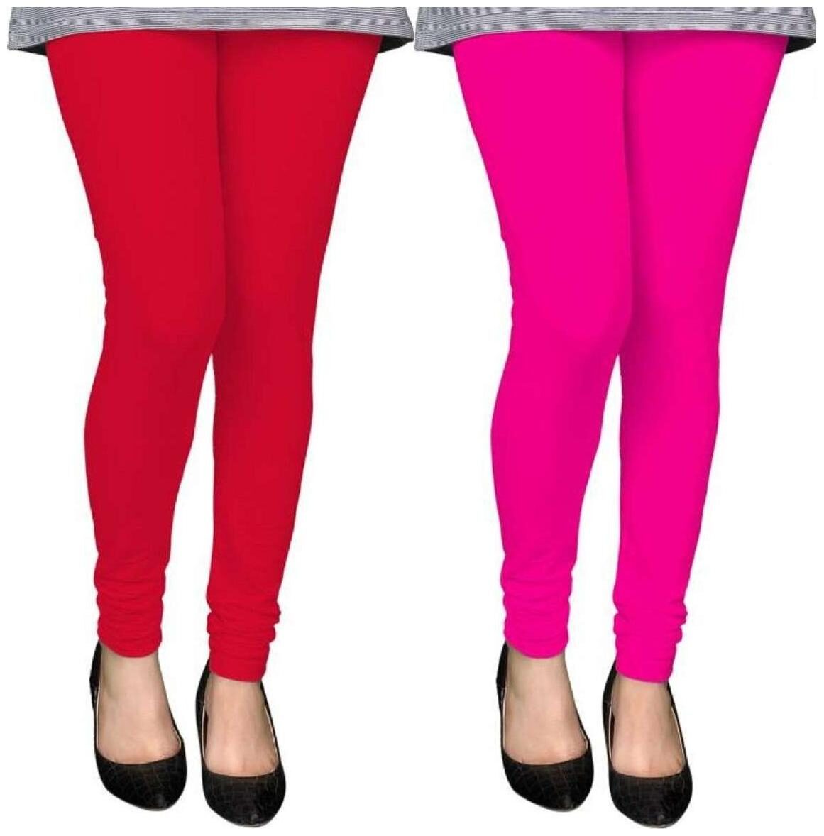 

Evection Premium Cotton Leggings Pack of 2- Red Pink