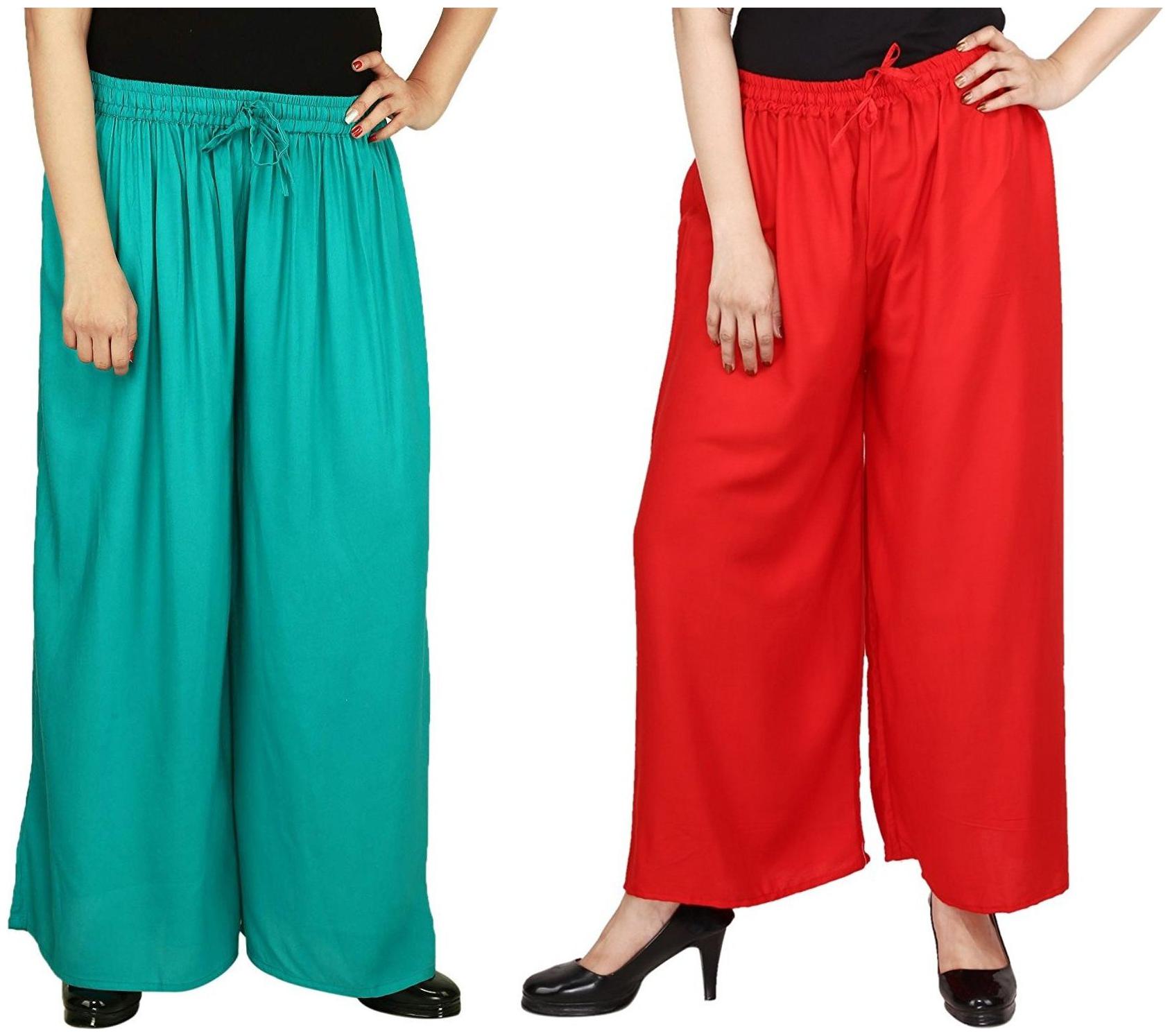 

Evection Premium Rayon Palazzo Set of 2 - Sea Green Red