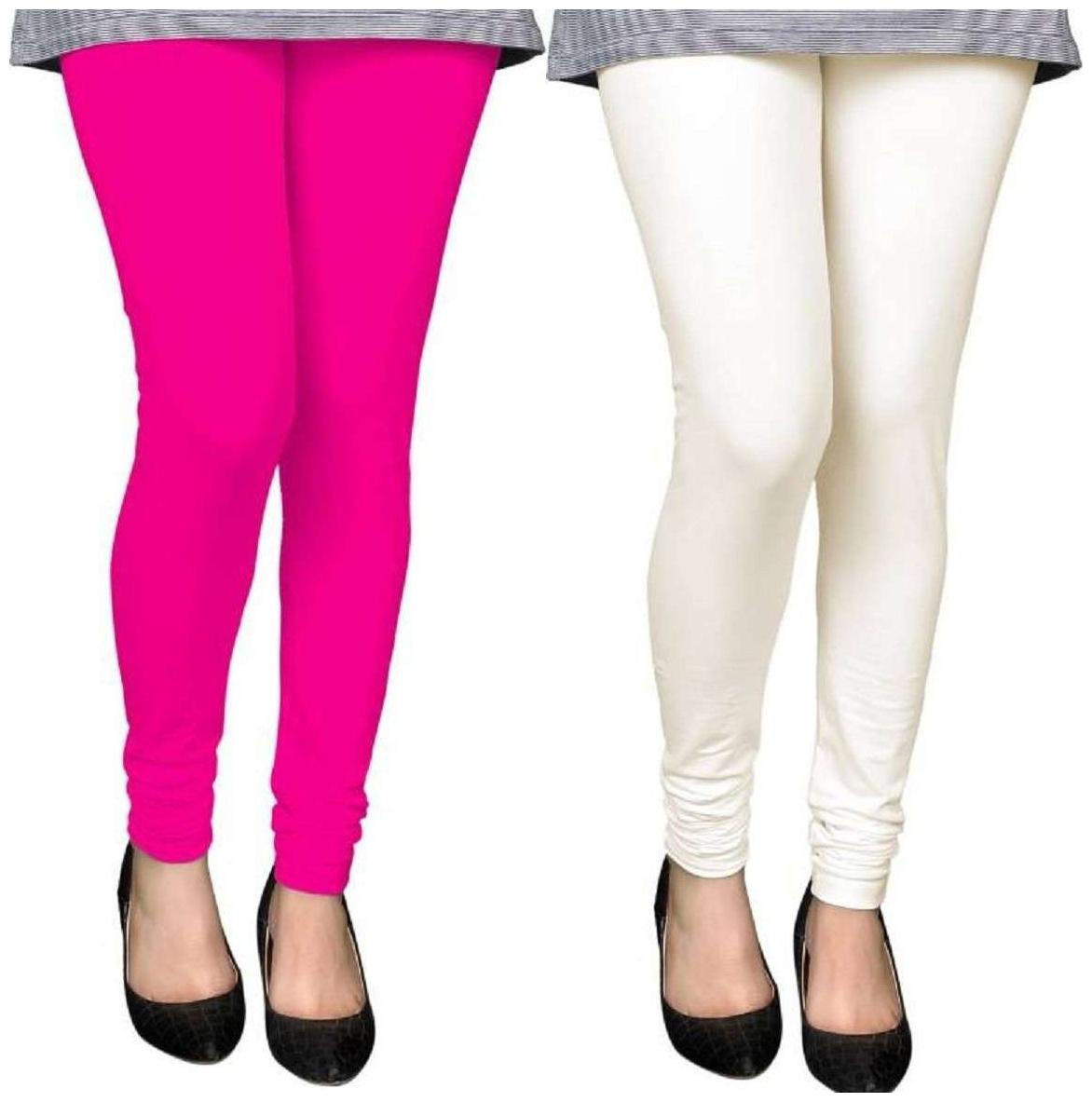 

Evection Premium Cotton Leggings Pack of 2- Pink White