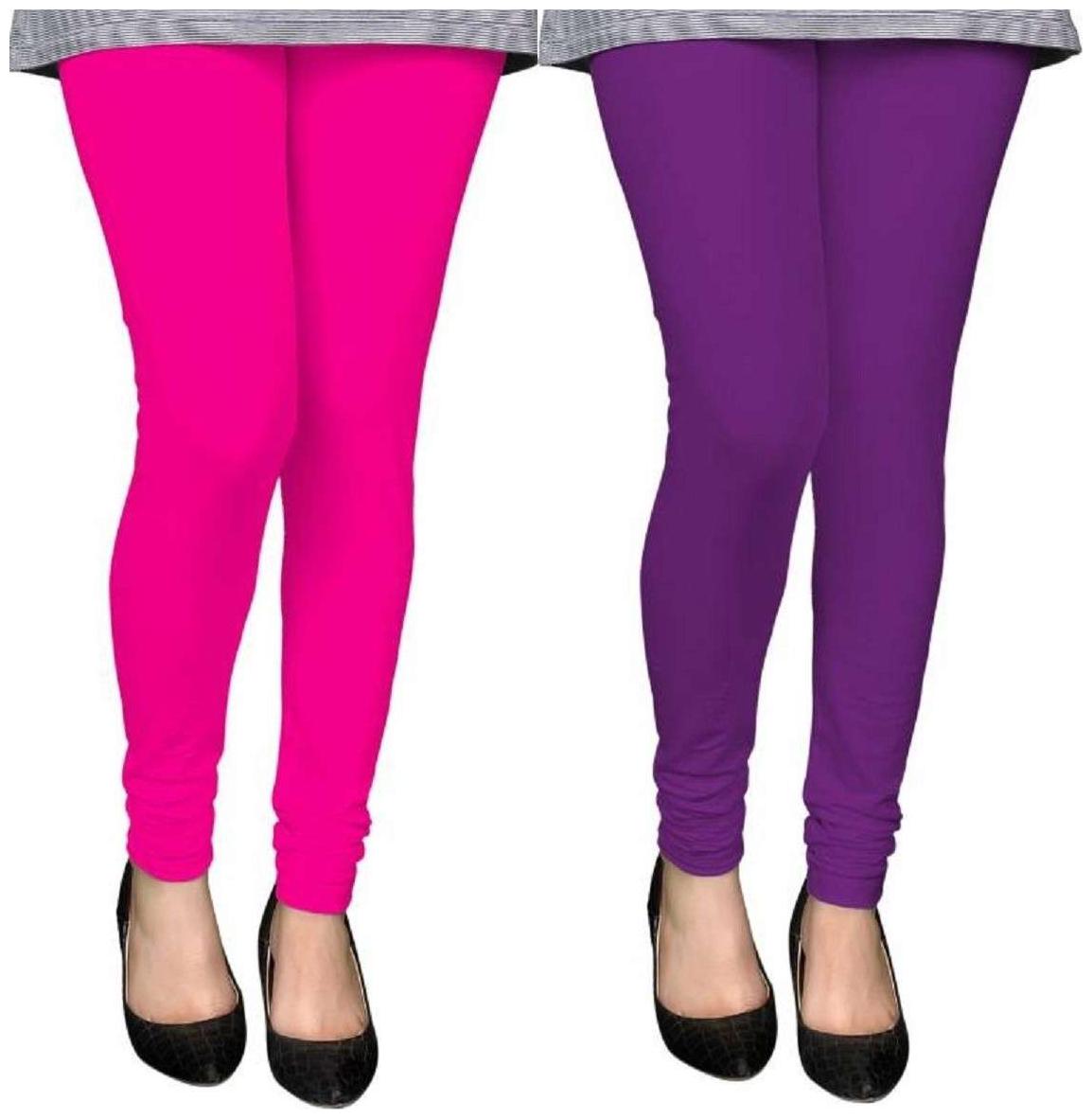 

Evection Premium Cotton Leggings Pack of 2- Pink Purple