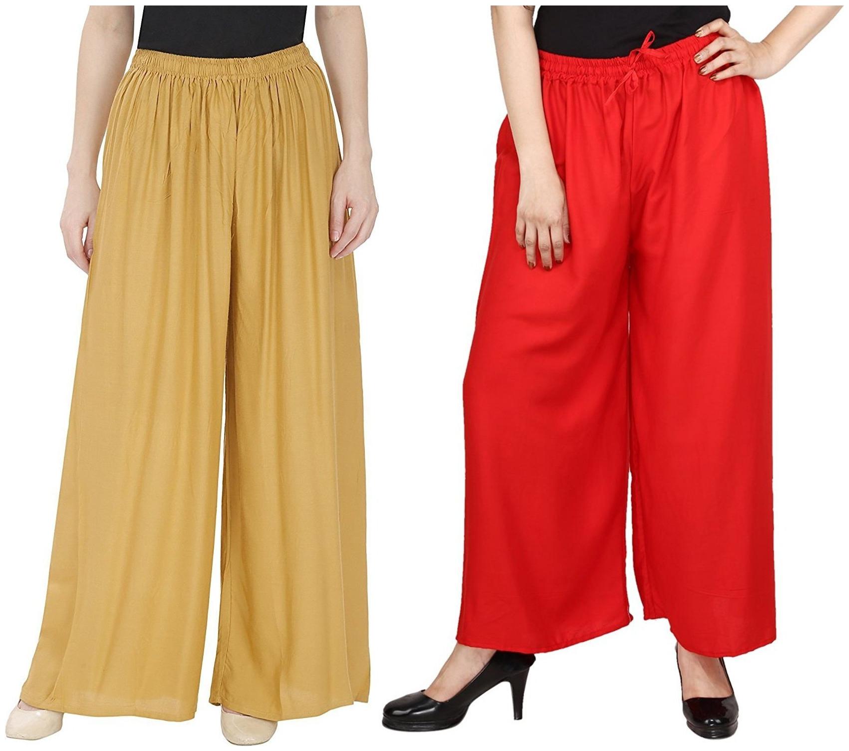 

Evection Premium Rayon Palazzo Set of 2 - Beige Red