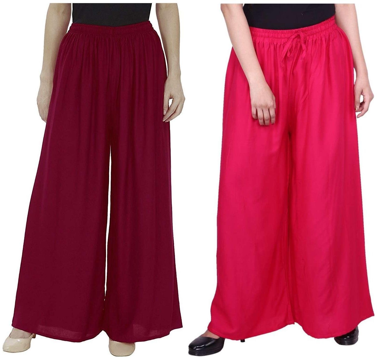 

Evection Premium Rayon Palazzo Set of 2 - Maroon Pink
