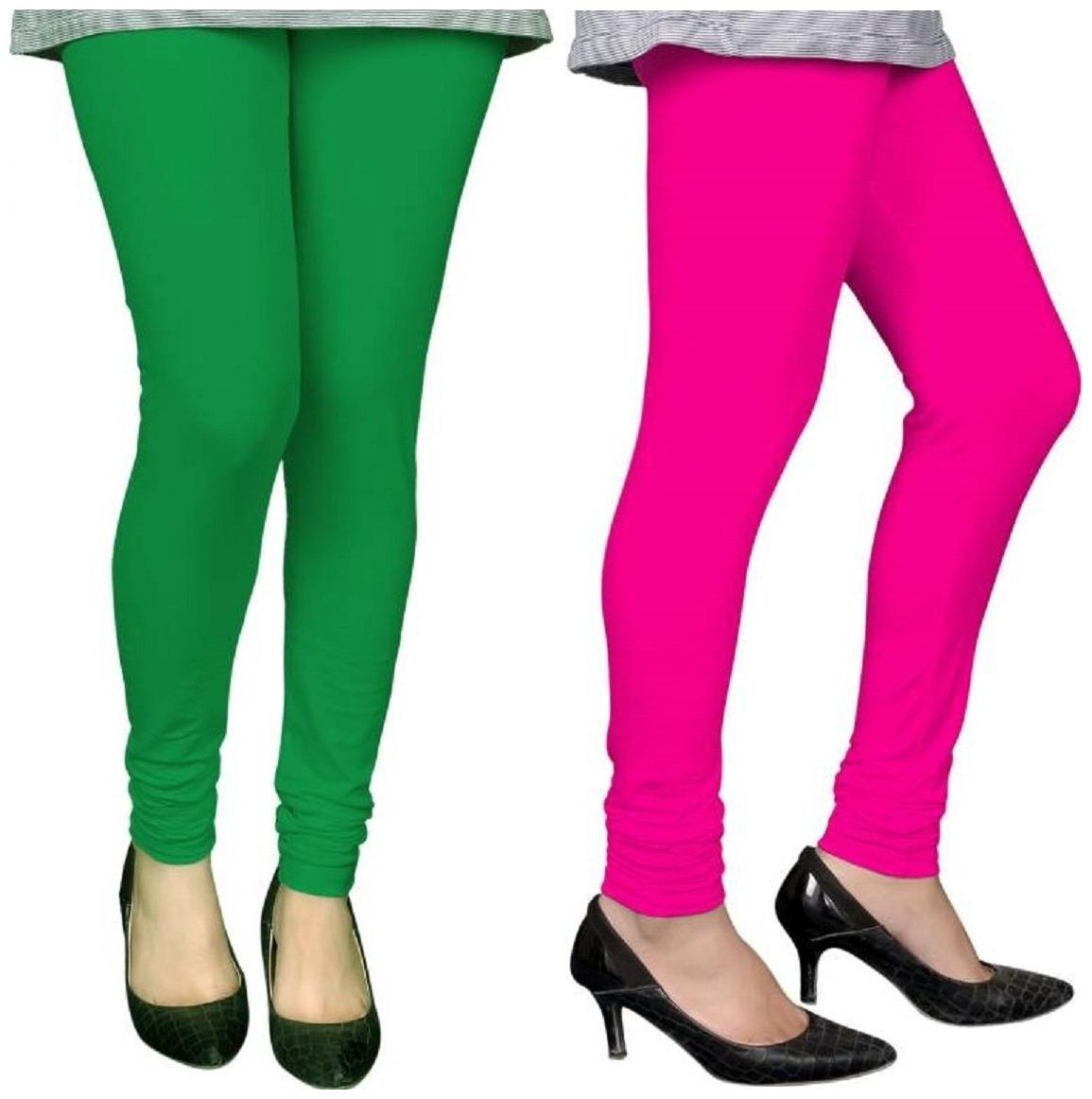 

Evection Premium Cotton Leggings Pack of 2- Pink Green