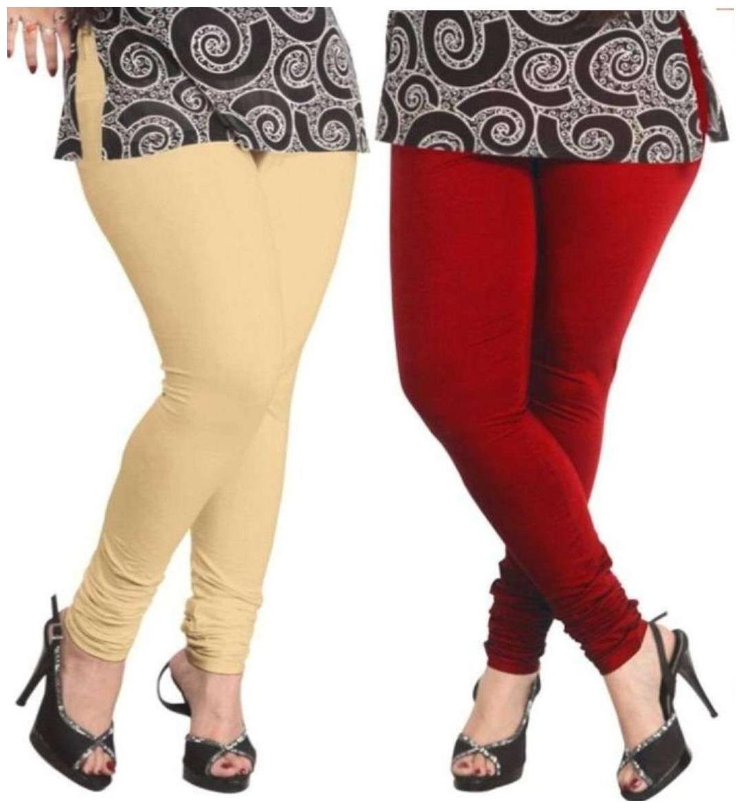 

Evection Premium Cotton Leggings Pack of 2- Beige Maroon