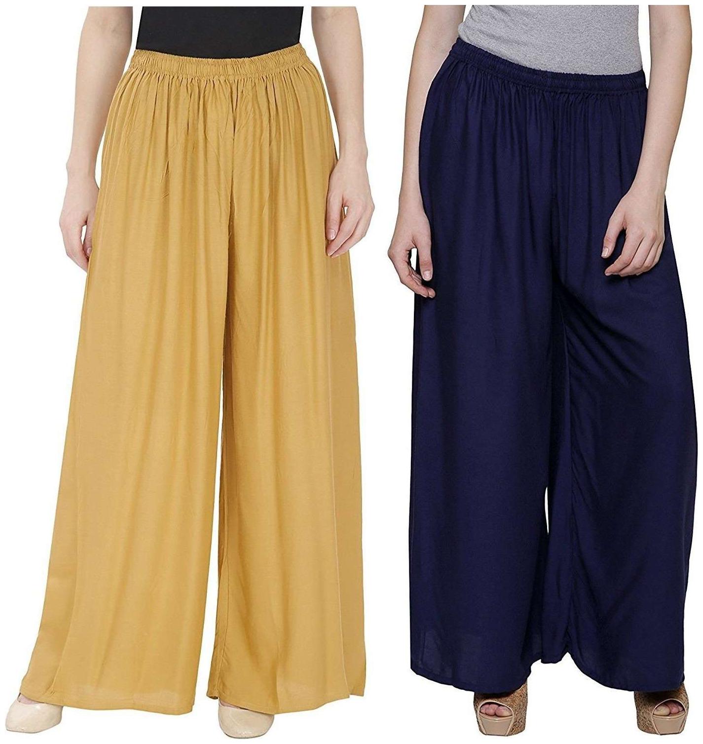 

Evection Premium Rayon Palazzo Set of 2 - Beige Navy Blue