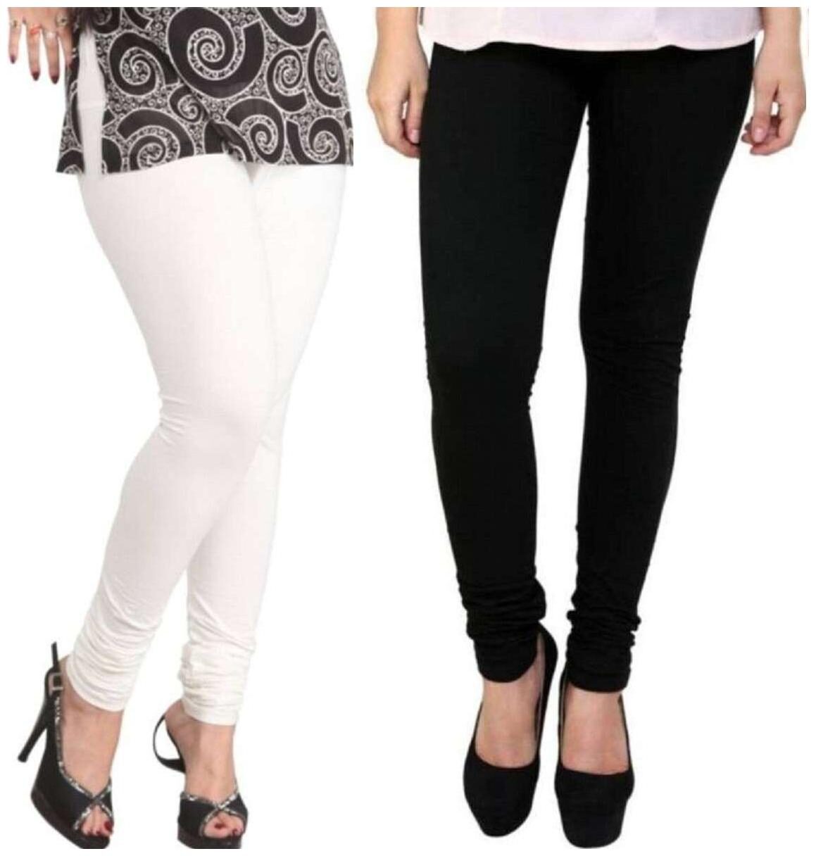 

Evection Premium Cotton Leggings Pack of 2-White Black
