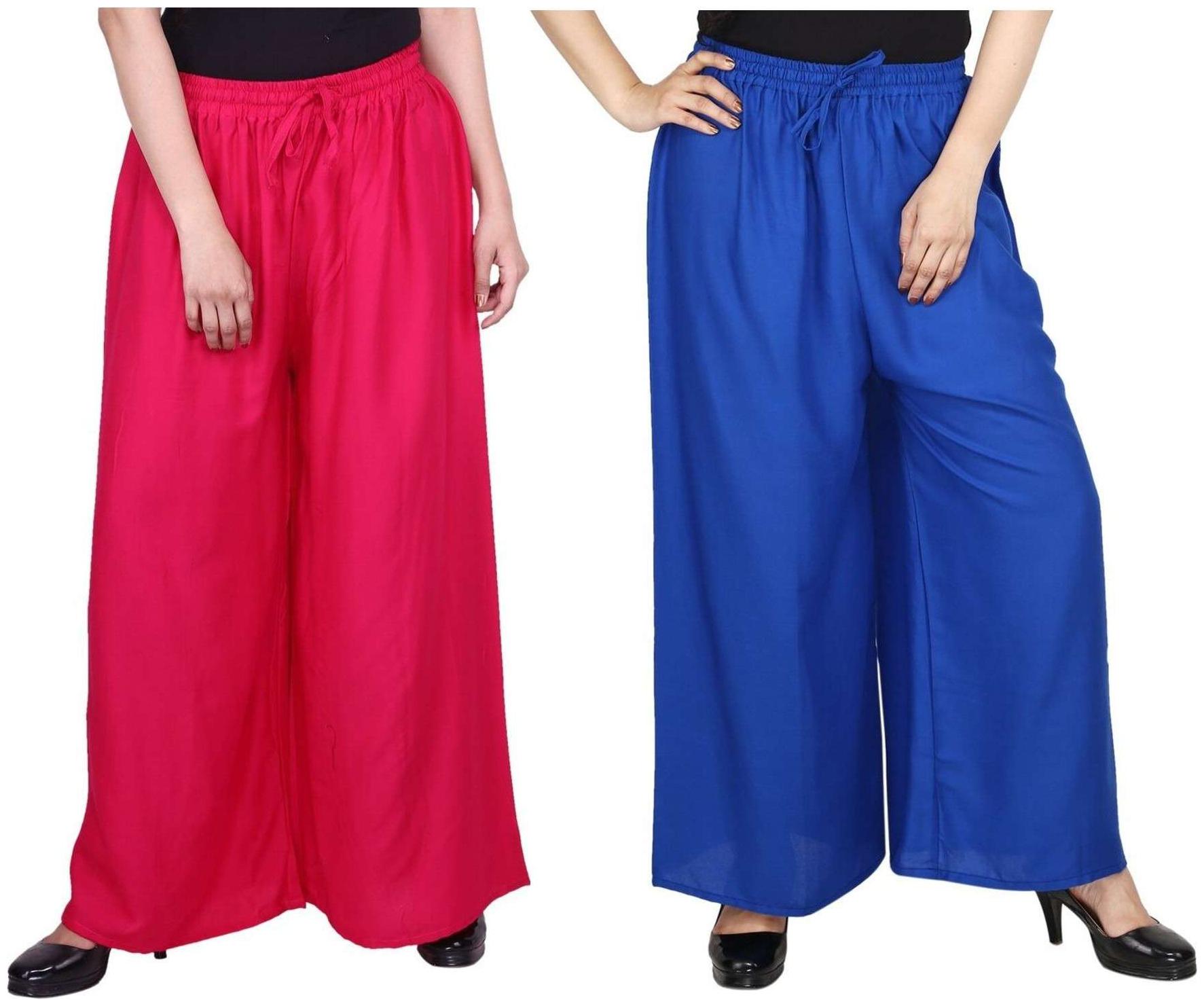 

Evection Premium Rayon Palazzo Set of 2 - Pink Blue