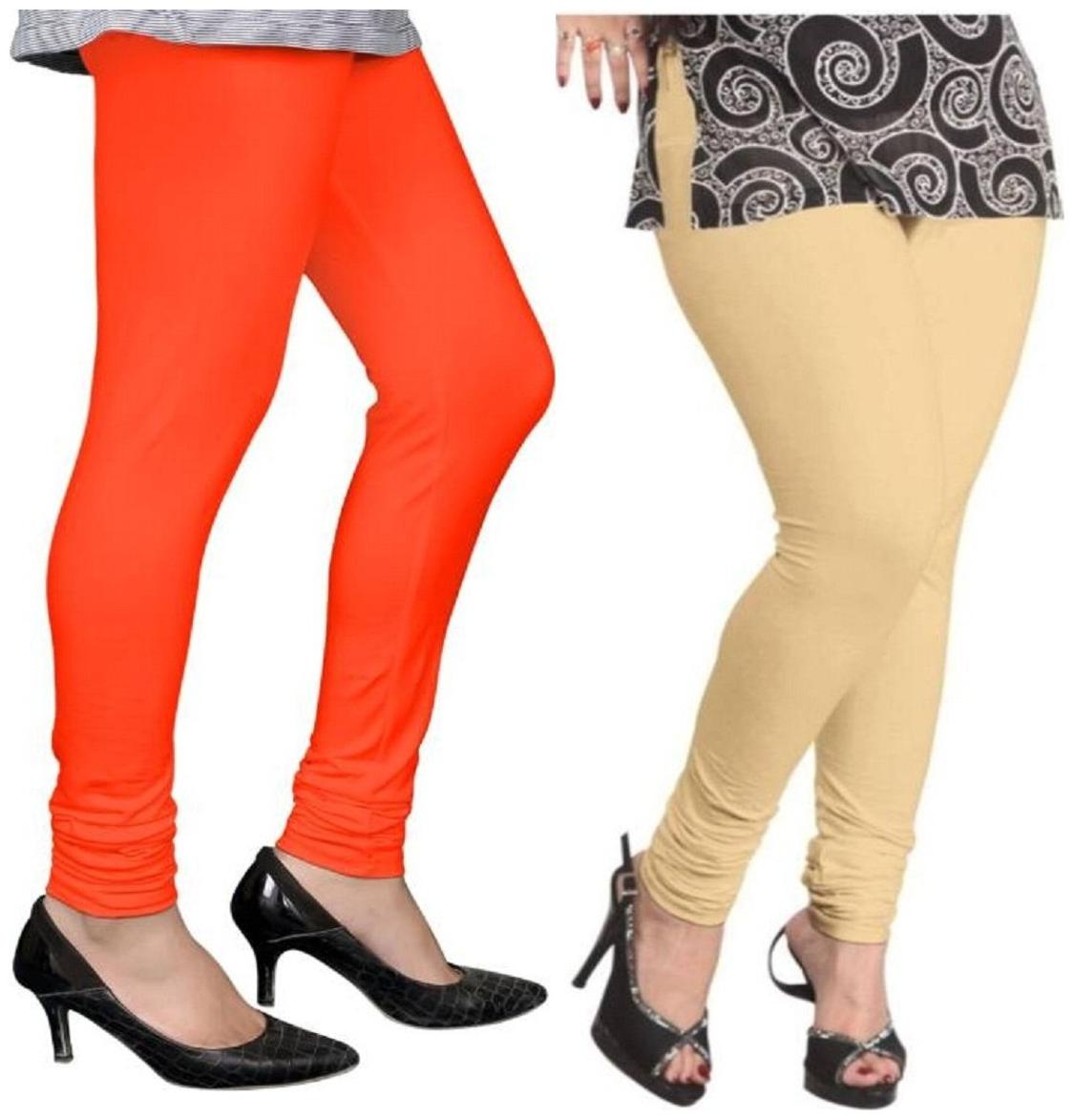 

Evection Premium Cotton Leggings Pack of 2- Beige Orange