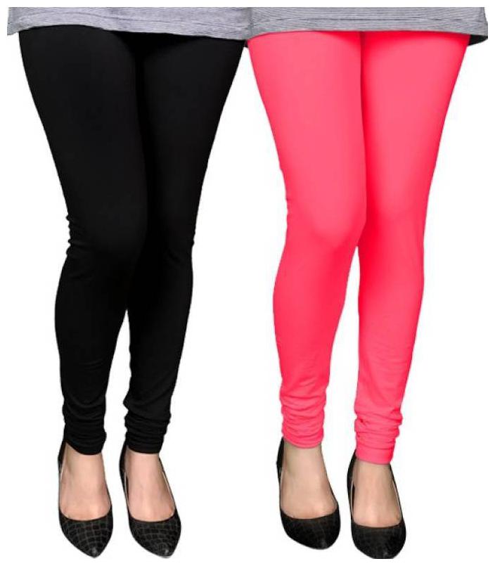 

Evection Premium Cotton Leggings Pack of 2-Black Pink