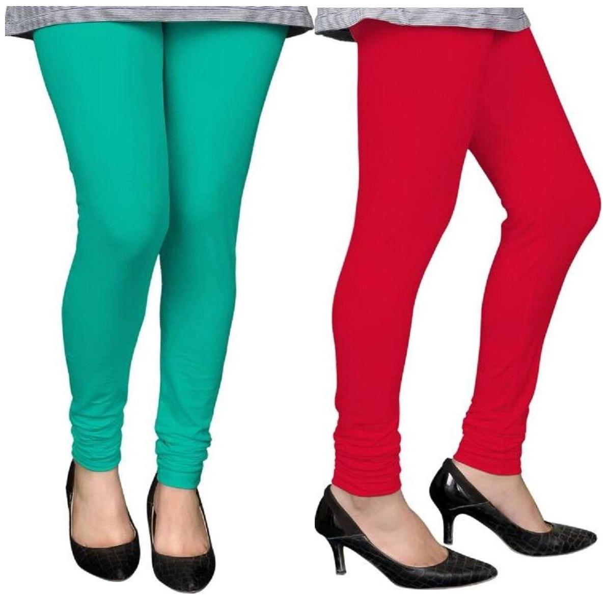 

Evection Premium Cotton Leggings Pack of 2- Red Aqua Green