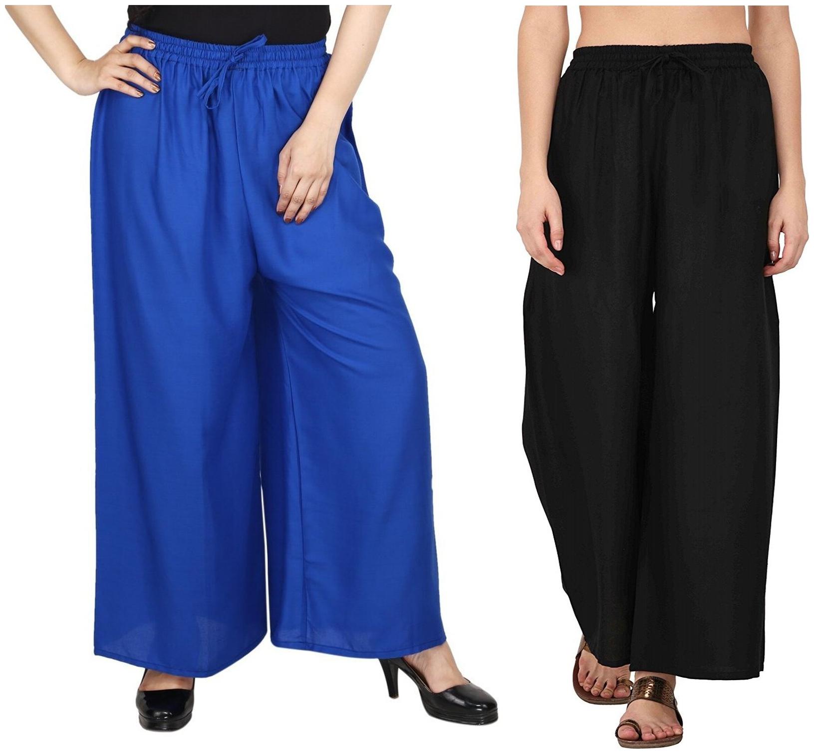 

Evection Premium Rayon Palazzo Set of 2 - Black Blue