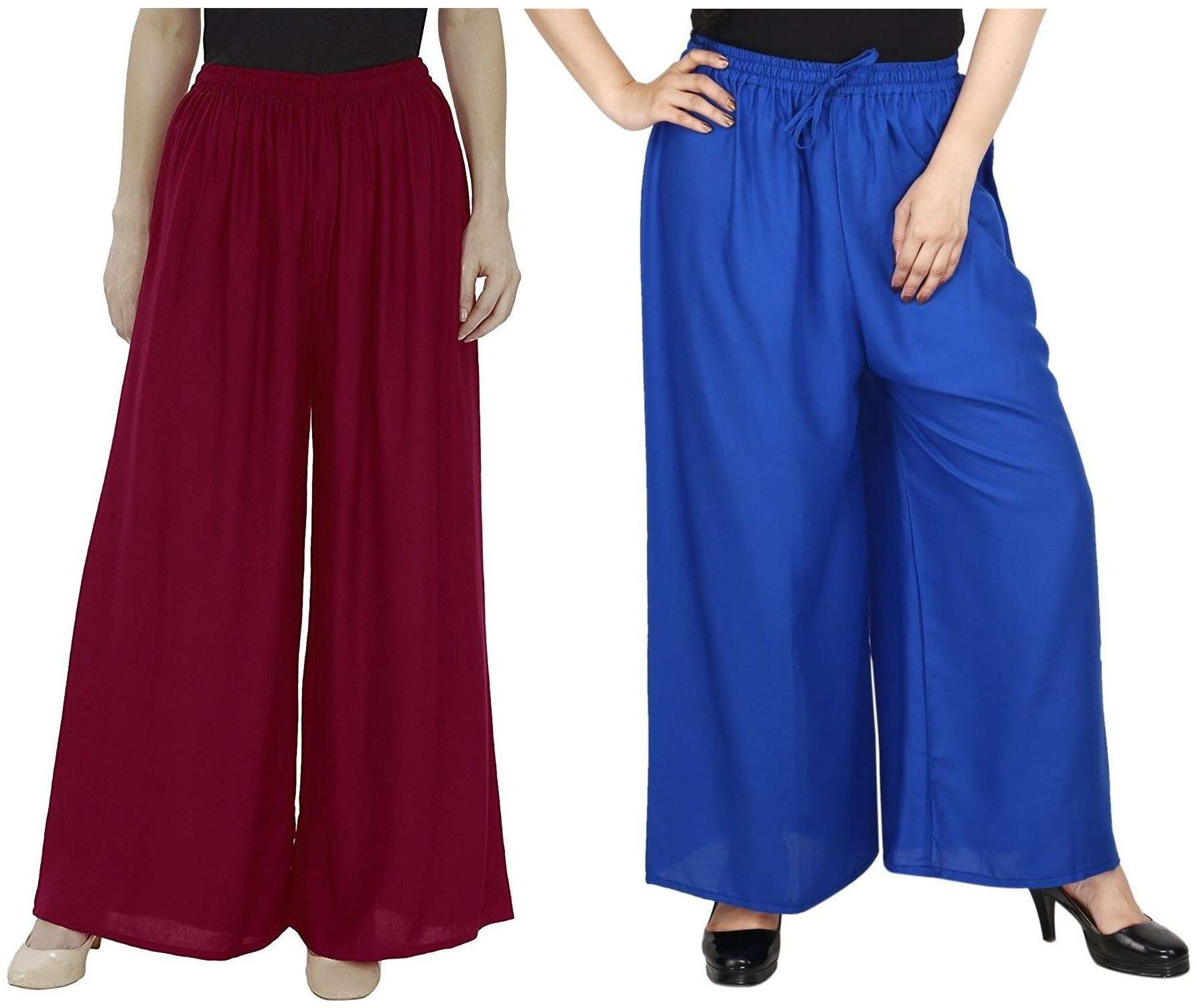 

Evection Premium Rayon Palazzo Set of 2 - Maroon Blue