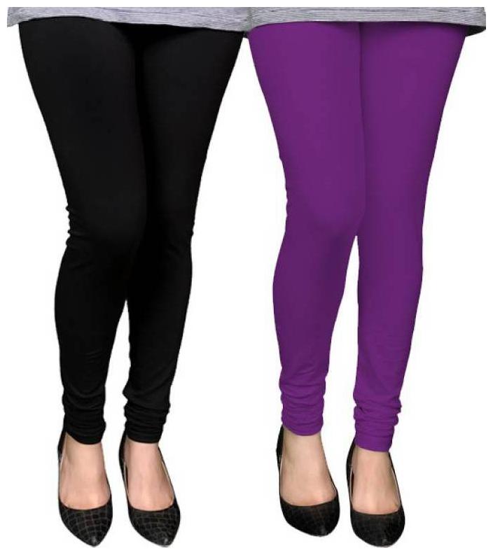 

Evection Premium Cotton Leggings Pack of 2- Black Purple