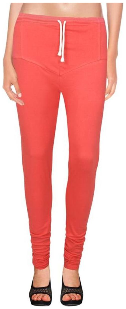 

Evection Premium V-Cut Cotton Lycra Leggings- Carrot Red