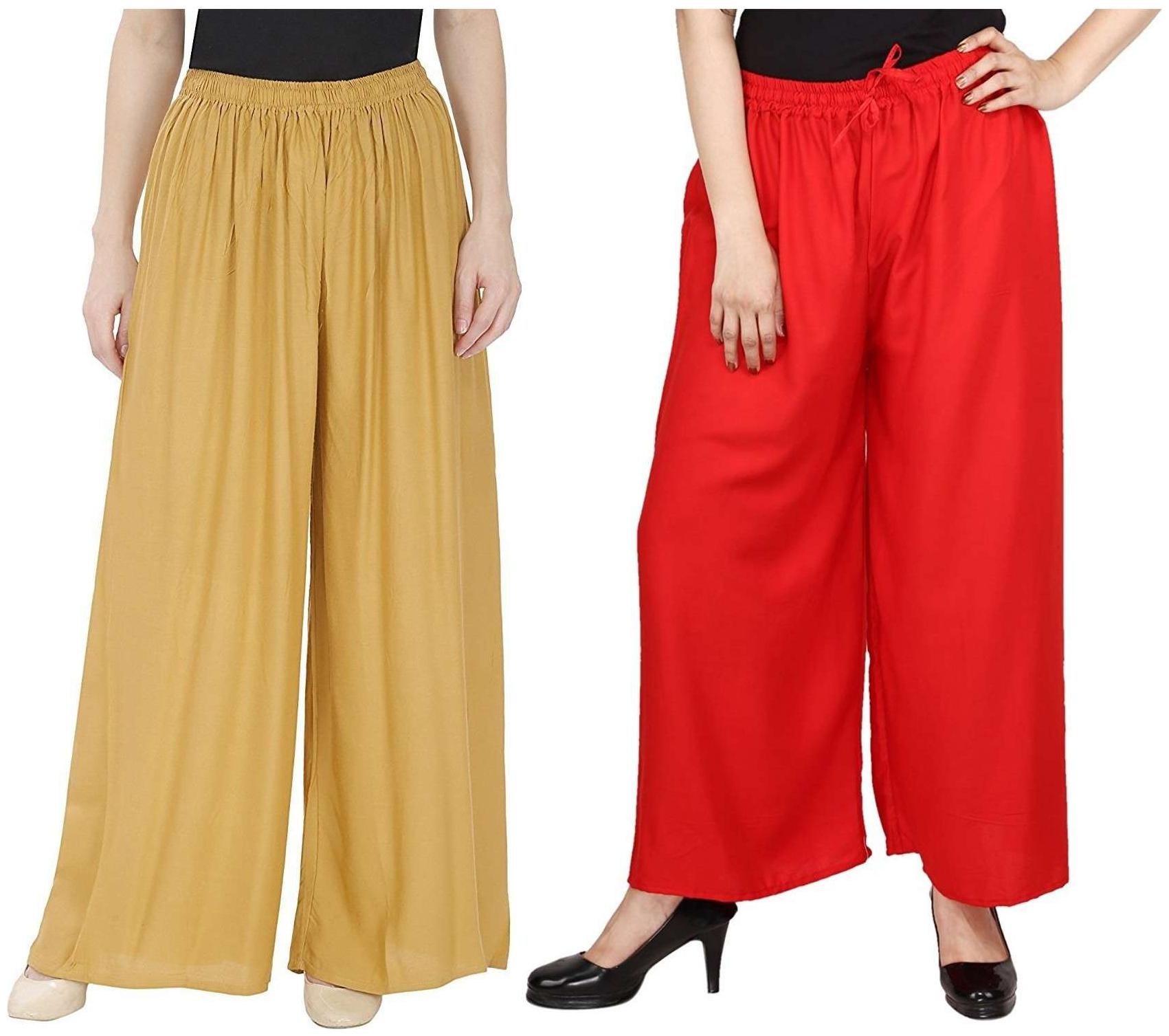 

Evection Premium Rayon Palazzo Set of 2 - Beige Red