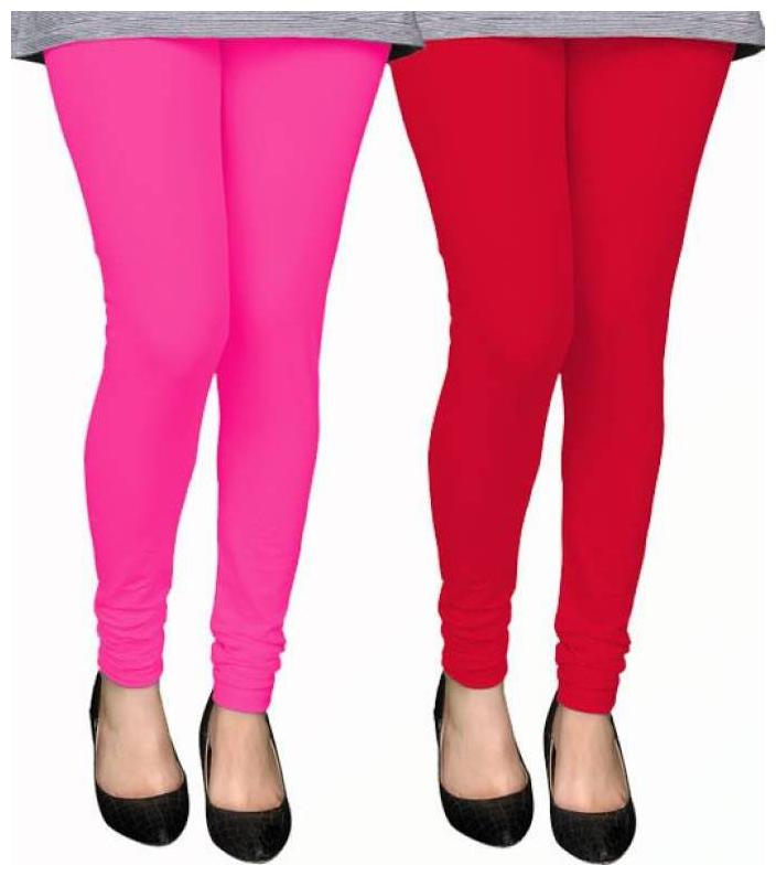 

Evection Premium Cotton Leggings Pack of 2-Red Pink