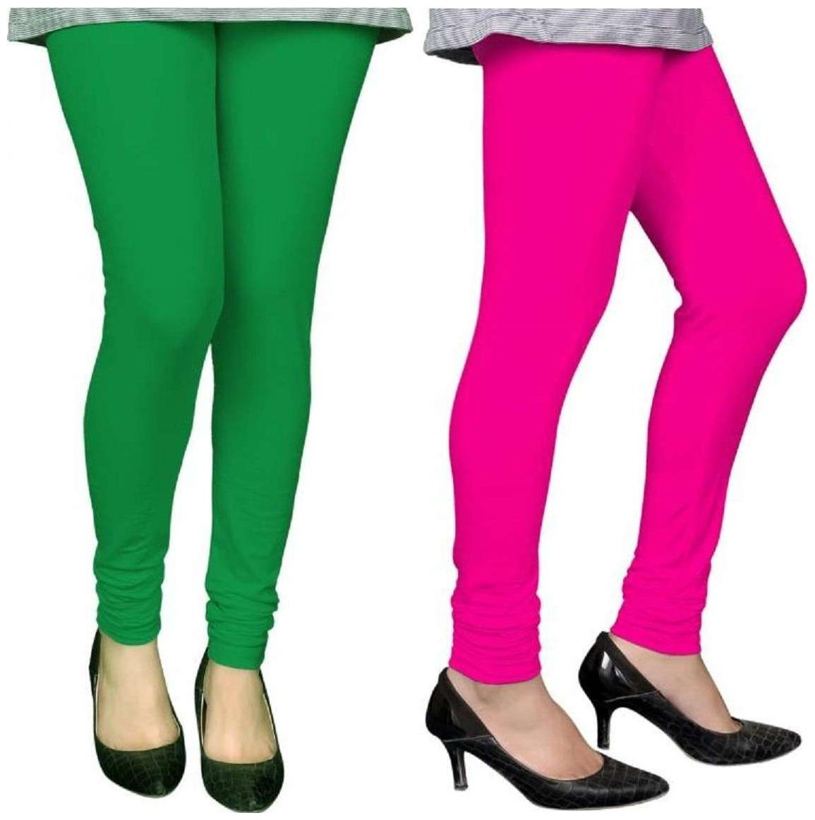 

Evection Premium Cotton Leggings Pack of 2- Pink Green
