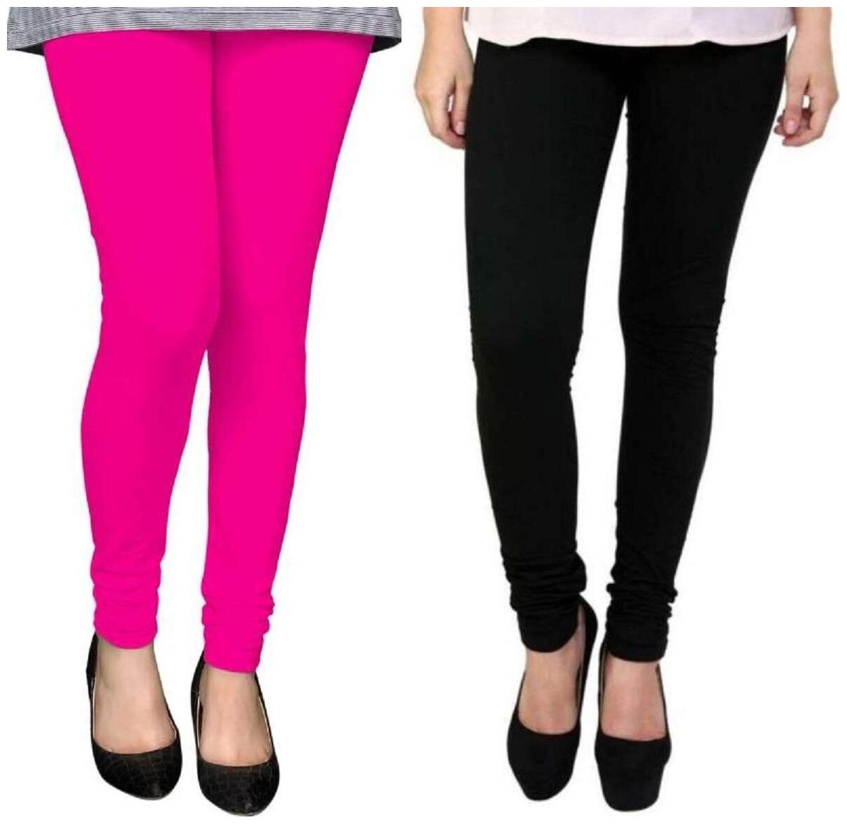 

Evection Premium Cotton Leggings Pack of 2- Pink Black