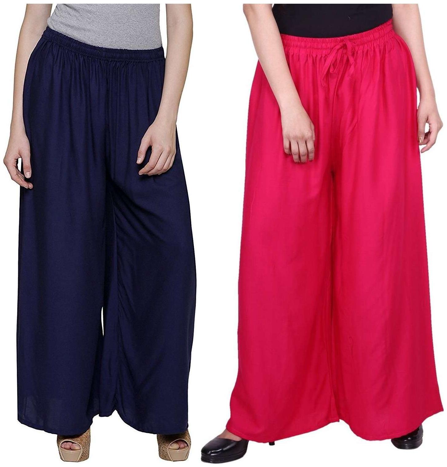 

Evection Premium Rayon Palazzo Set of 2 - Navy Blue Pink