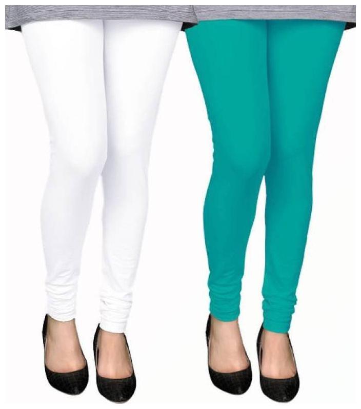 

Evection Premium Cotton Leggings Pack of 2-White Aqua Green