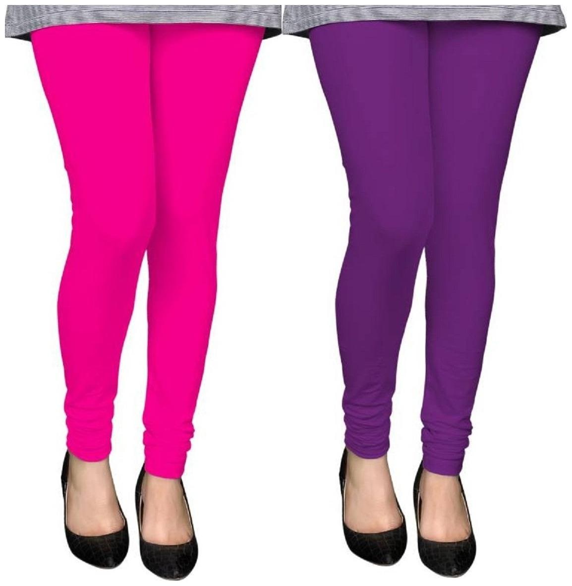 

Evection Premium Cotton Leggings Pack of 2- Pink Purple