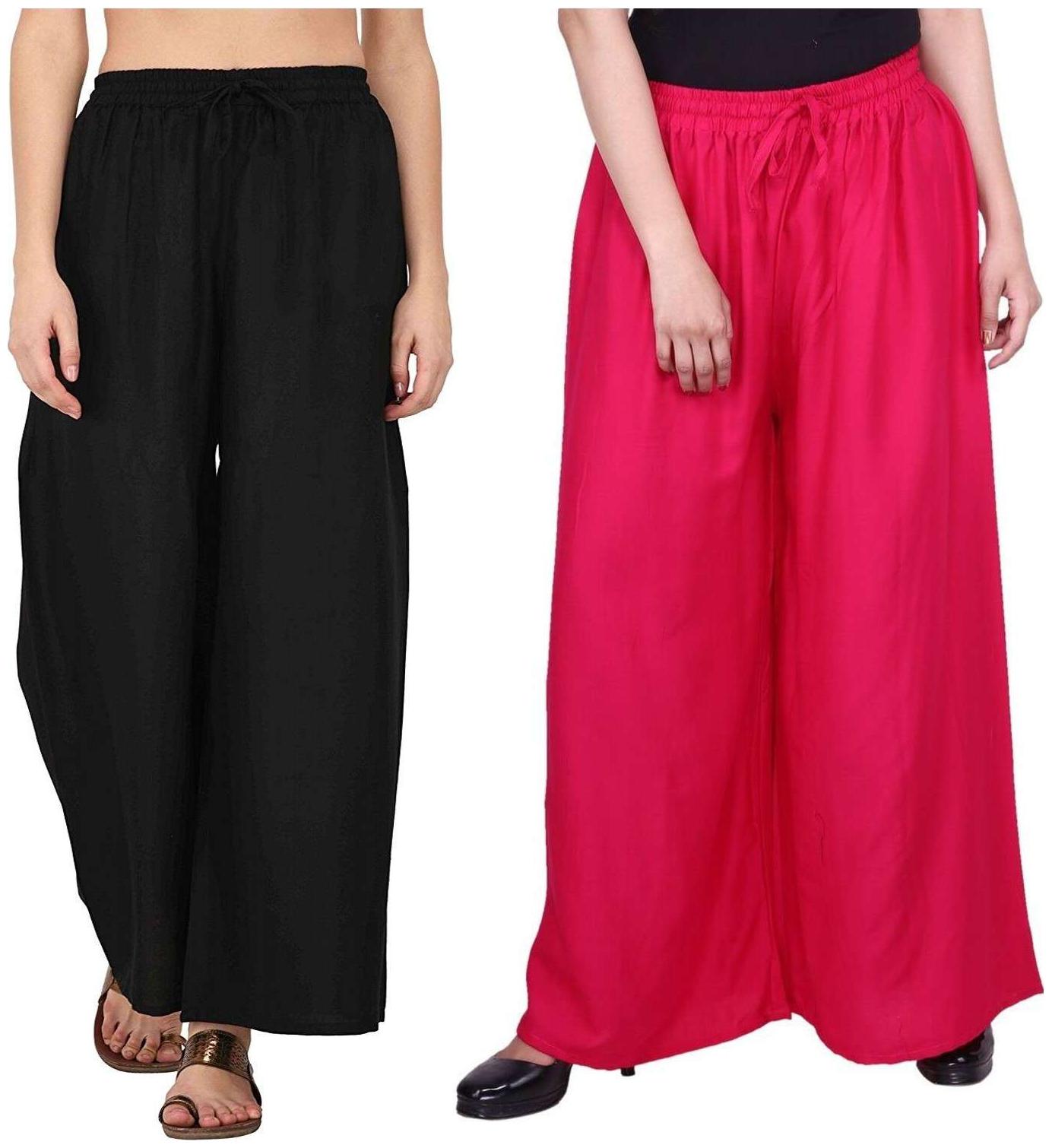 

Evection Premium Rayon Palazzo Set of 2 - Black Pink