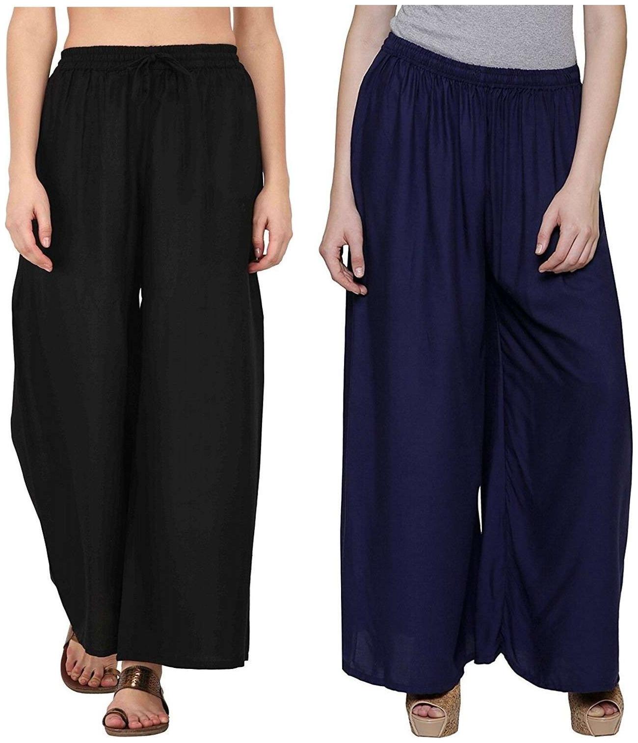 

Evection Premium Rayon Palazzo Set of 2 - Black Navy Blue