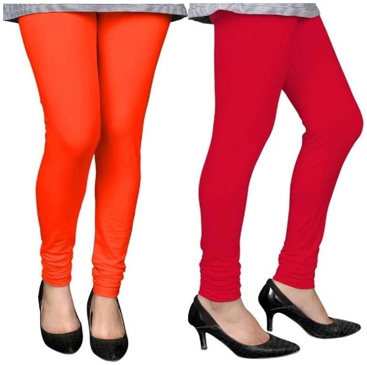 

Evection Premium Cotton Leggings Pack of 2- Red Orange