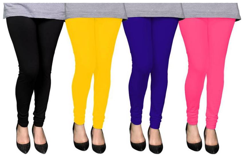 

Evection Premium Cotton Leggings Set of 4 - Black Yellow Blue Pink