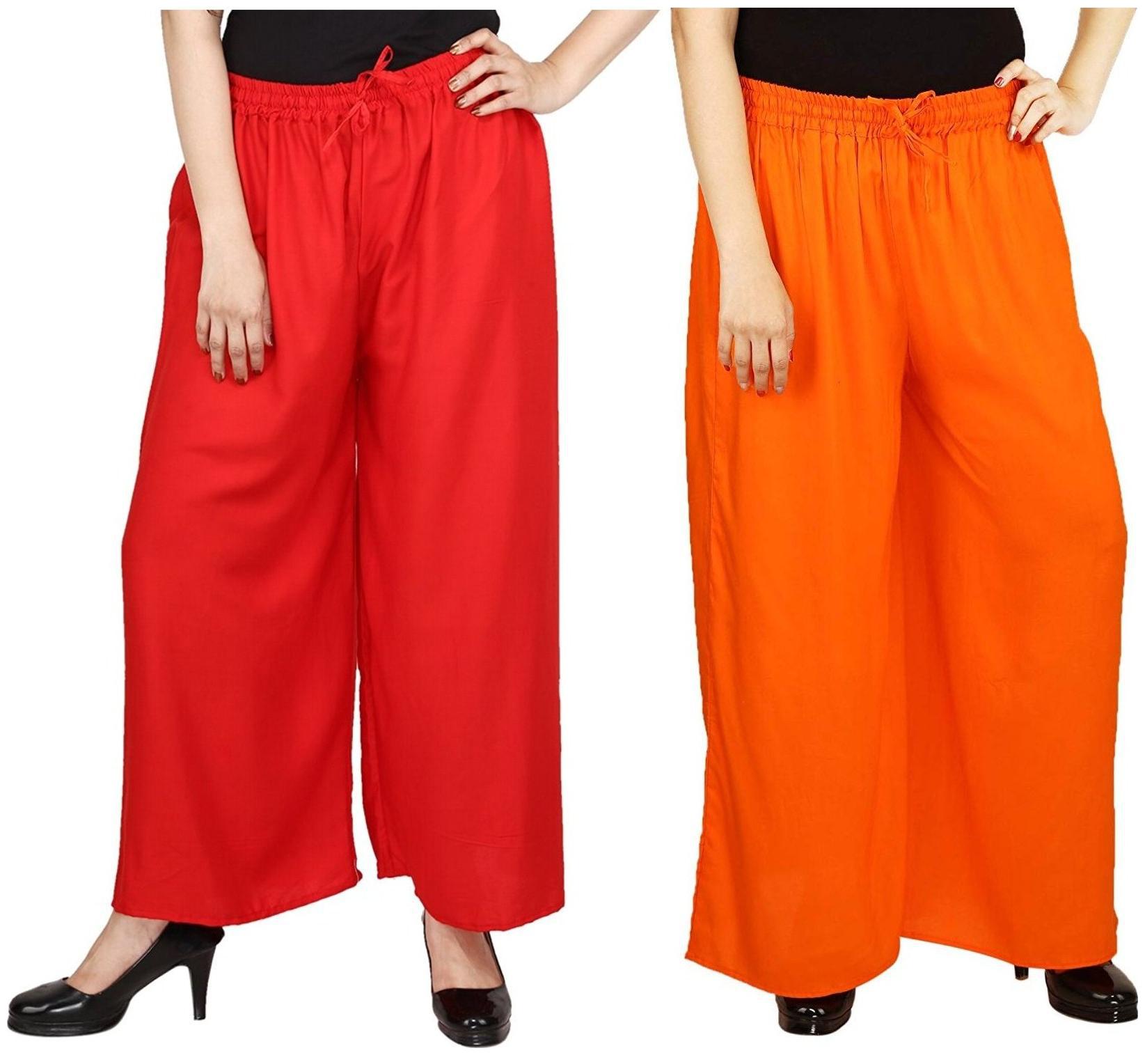 

EVECTION Rayon Palazzos Set of 2 - Orange Red