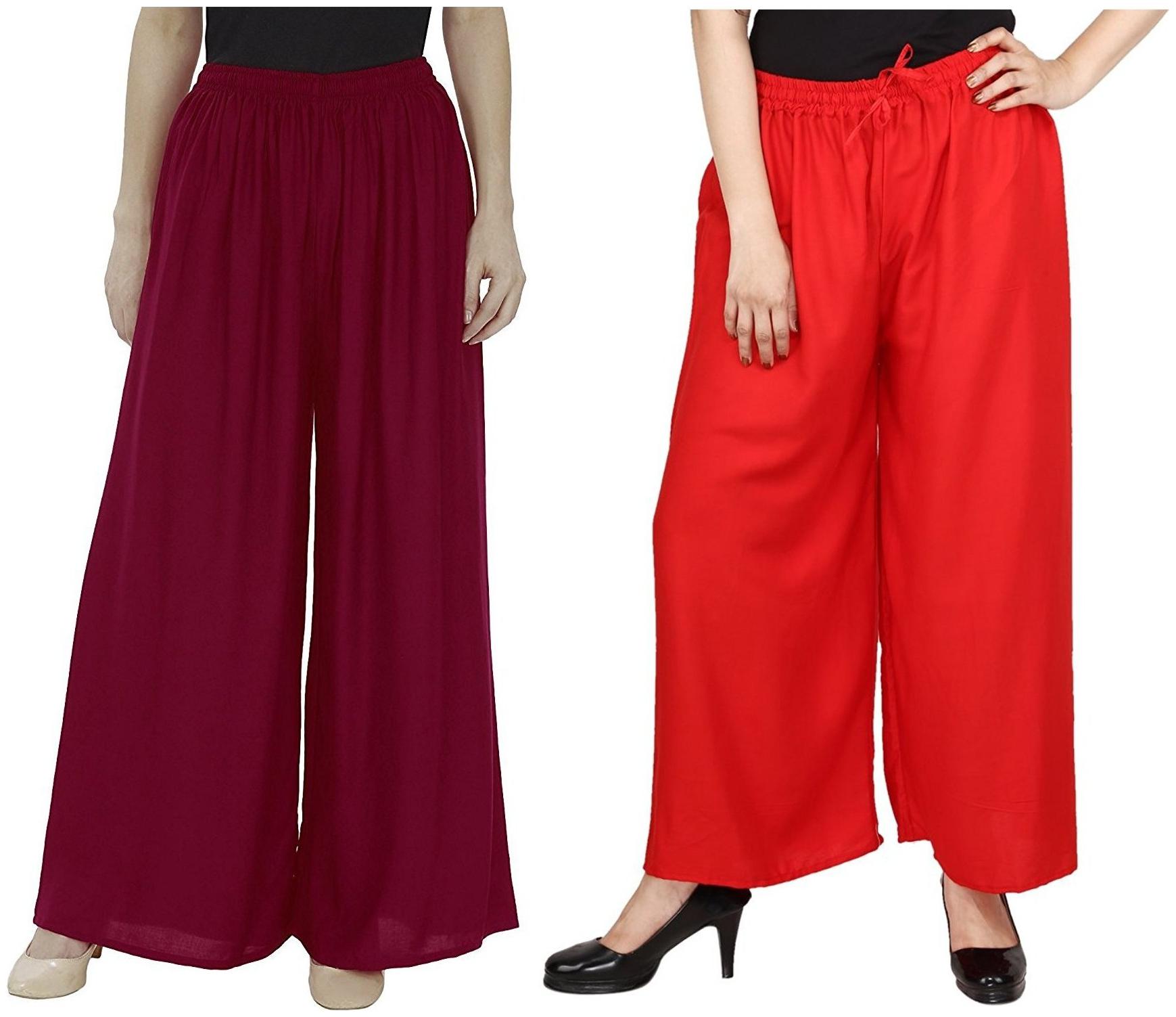 

Evection Stylish Rayon Palazzo Combo of 2 -Multi
