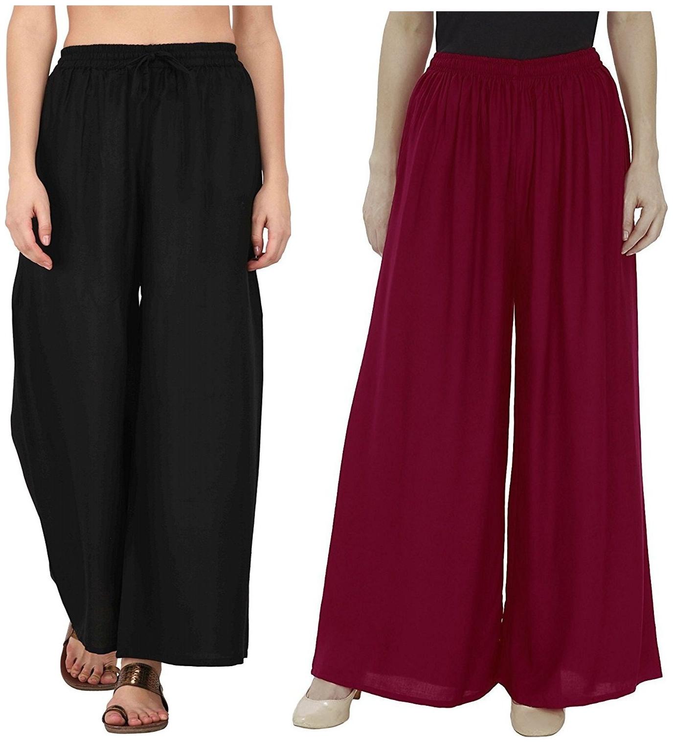 

Evection Stylish Rayon Palazzo Combo of 2 -Multi