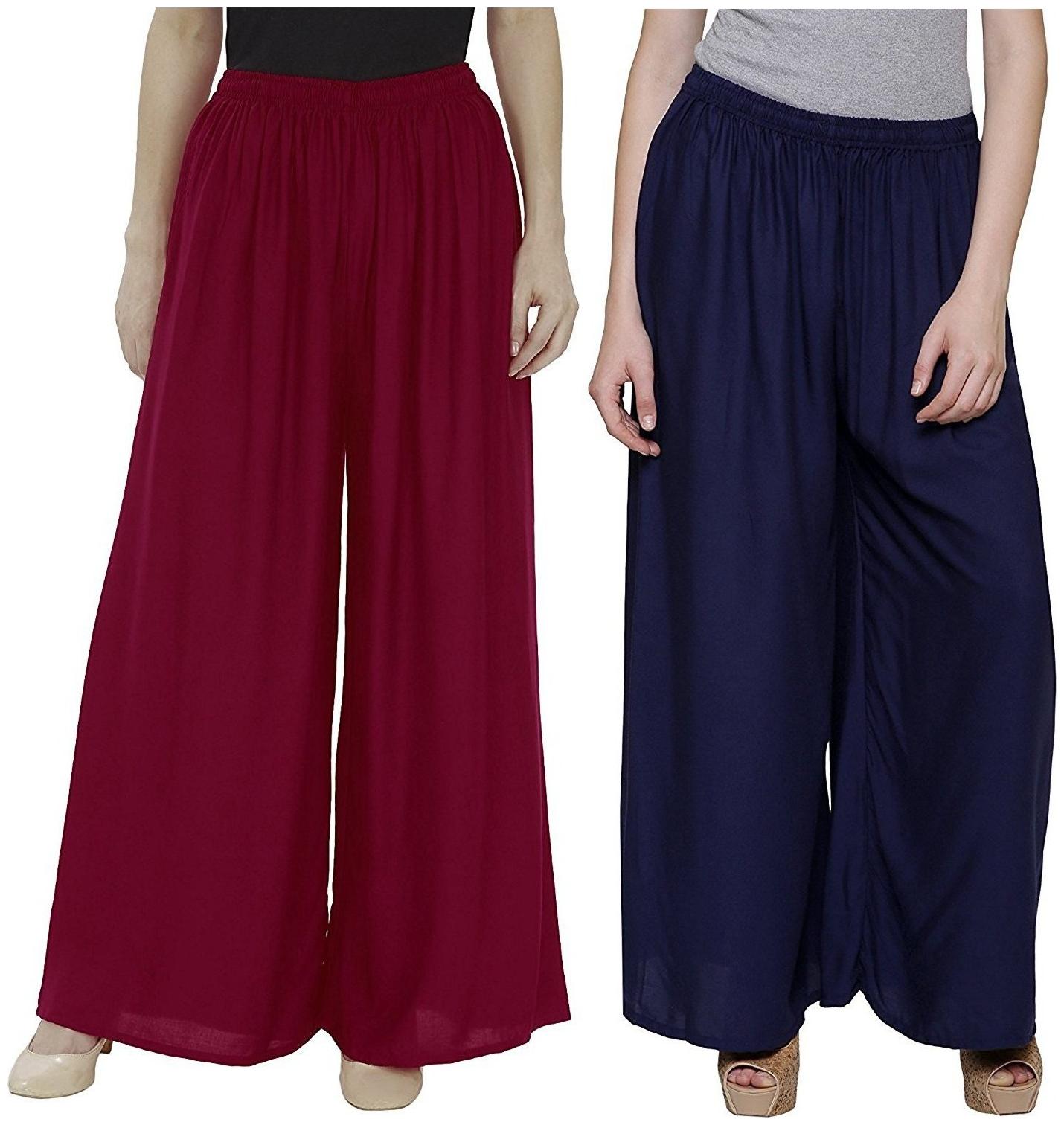 

Evection Stylish Rayon Palazzo Combo of 2 -Multi