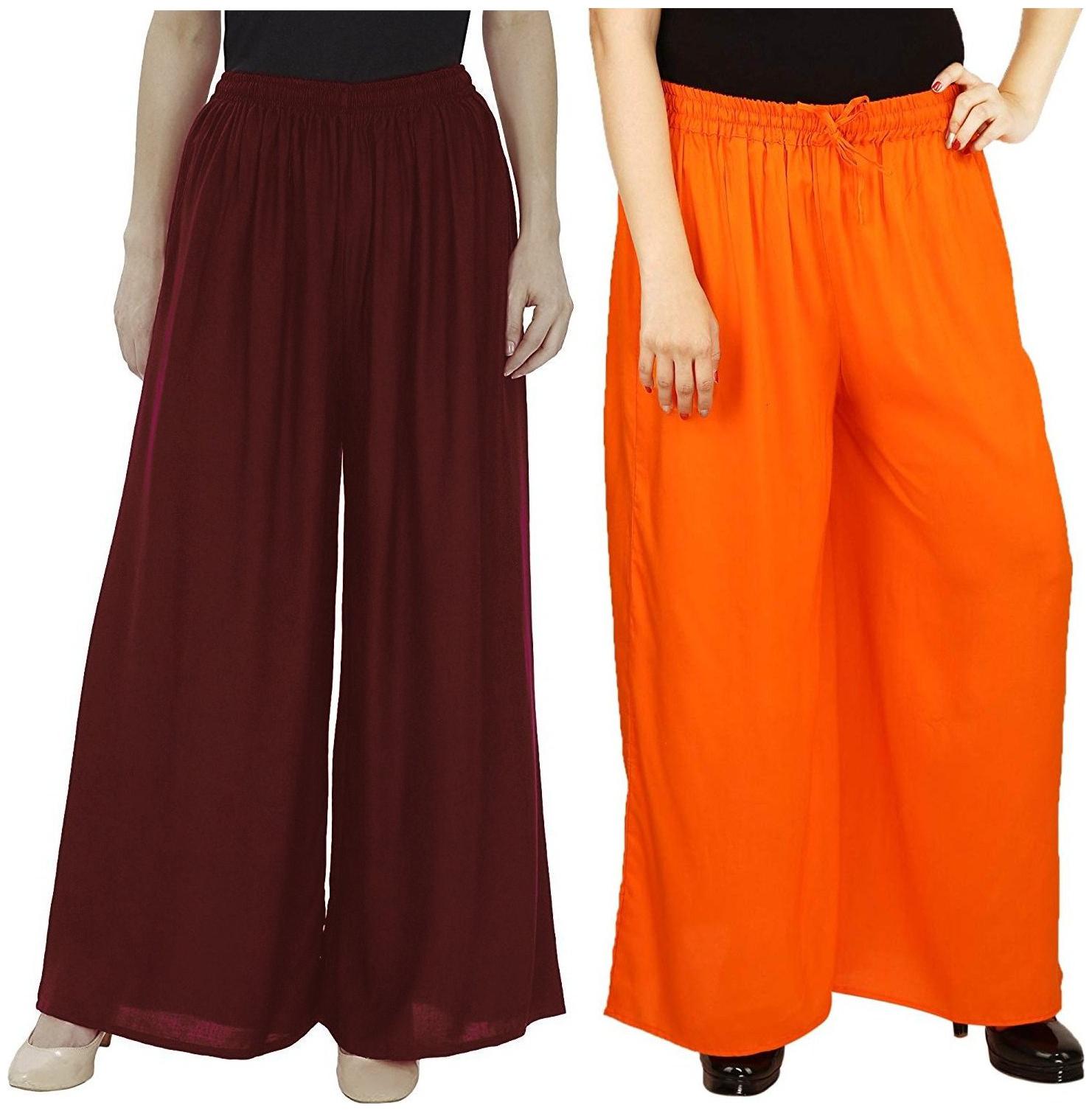 

Evection Stylish Rayon Palazzo Combo of 2 -Multi