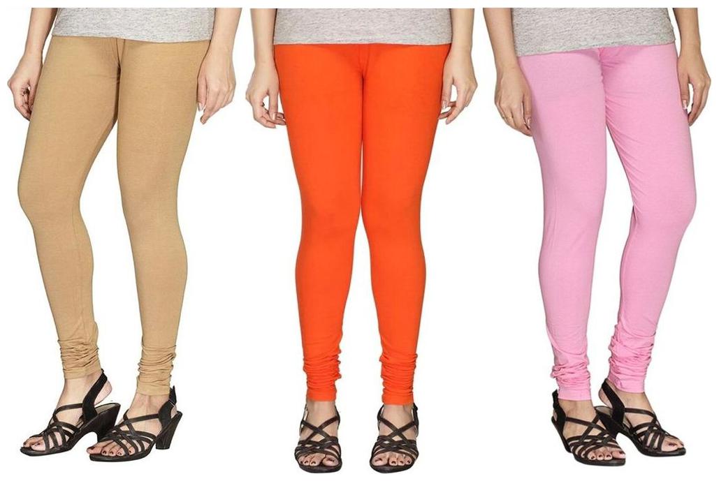 

Evection Ultra Premium Cotton Legging Set of 3 - Beige Pink Orange