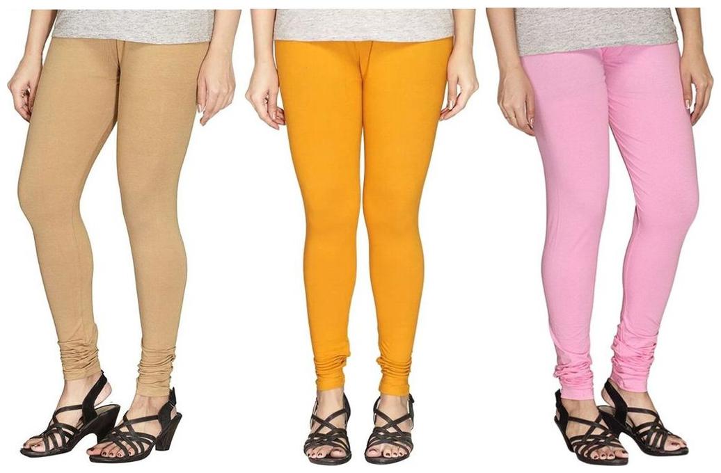 

Evection Ultra Premium Cotton Legging Set of 3 - Beige Pink Dark Yellow