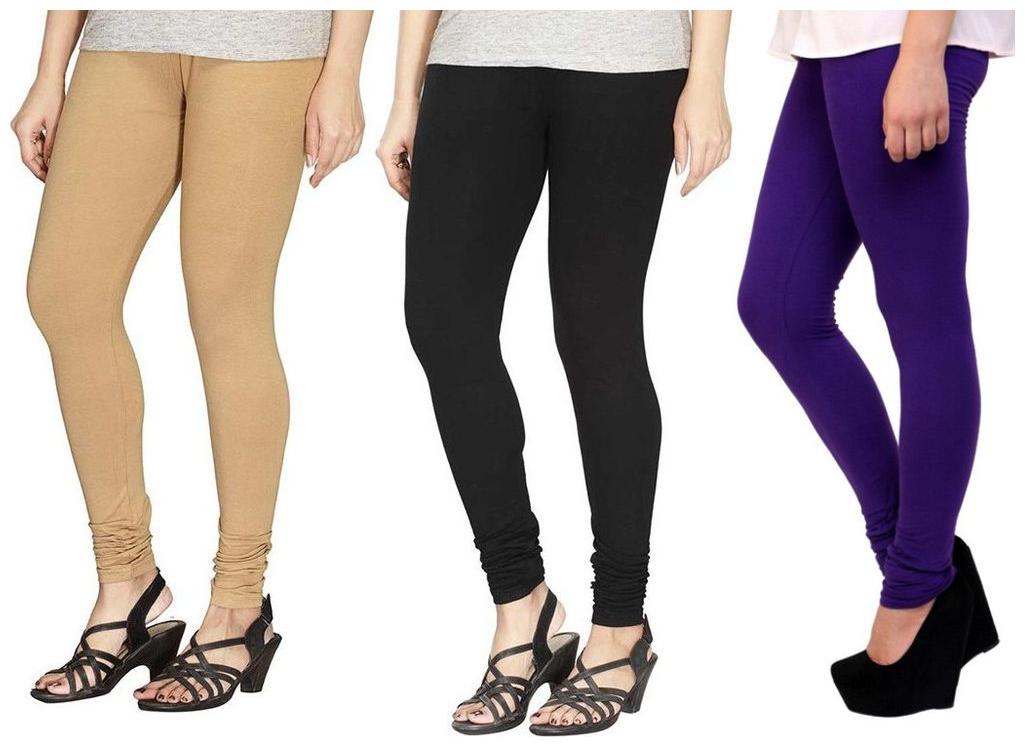 

Evection Ultra Premium Cotton Legging Set of 3 - Beige Black Purple