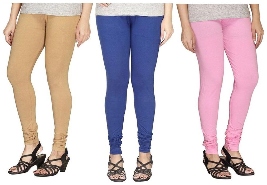 

Evection Ultra Premium Cotton Legging Set of 3 - Beige Pink Blue