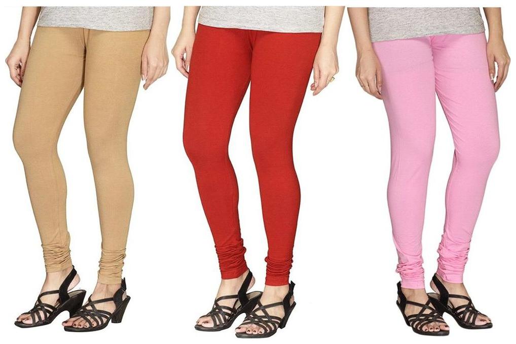 

Evection Ultra Premium Cotton Legging Set of 3 - Beige Pink Red