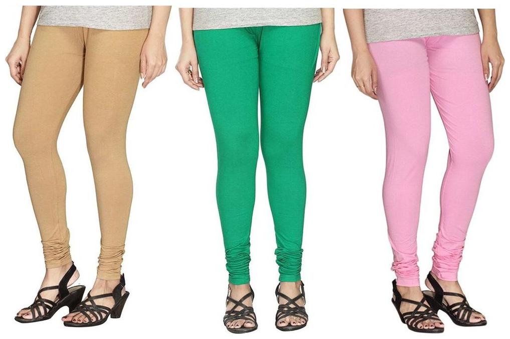 

Evection Ultra Premium Cotton Legging Set of 3 - Beige Pink Green
