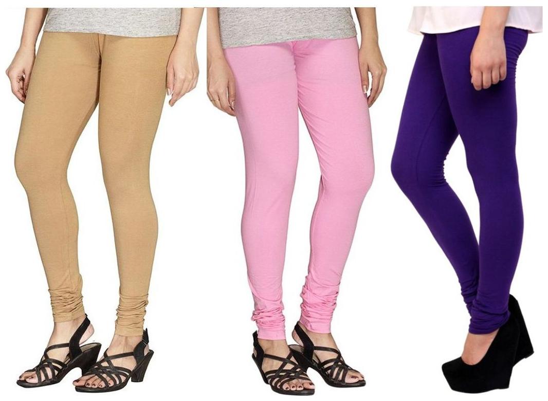 

Evection Ultra Premium Cotton Legging Set of 3 - Beige Pink Purple