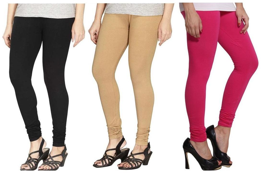

Evection Ultra Premium Cotton Legging Set of 3 - Beige Black Pink