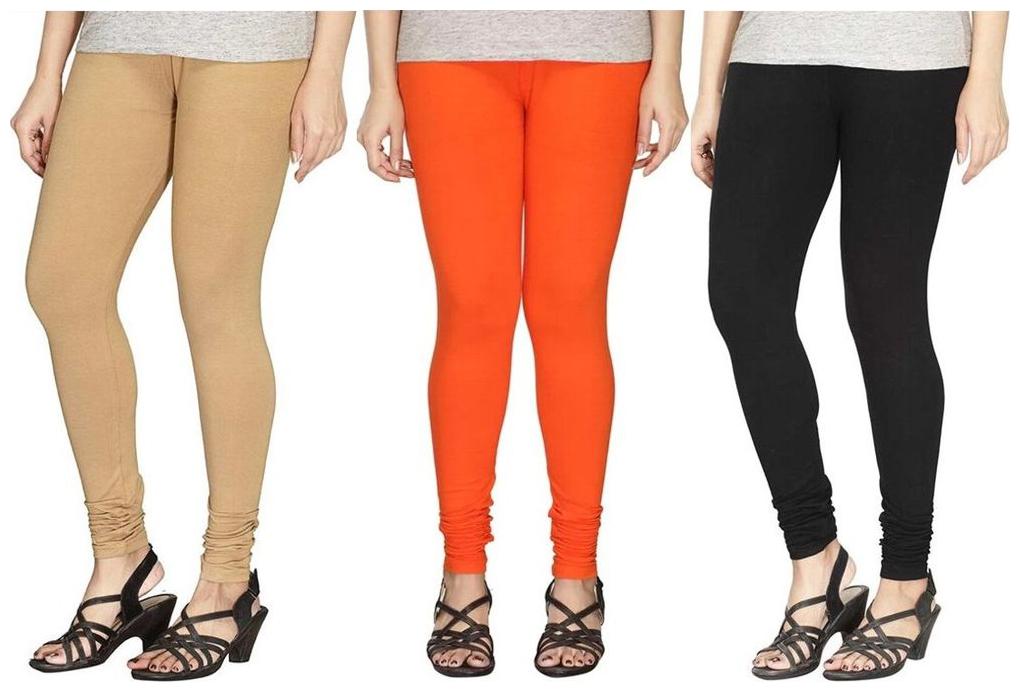 

Evection Ultra Premium Cotton Legging Set of 3 - Beige Black Orange
